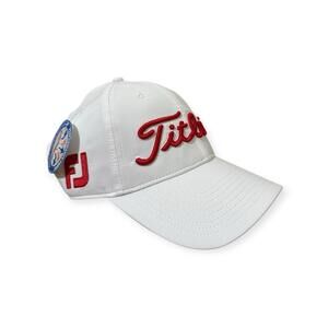 Titleist White Red Script Logo Golf Hat Cap FJ FootJoy Adjustable Unisex